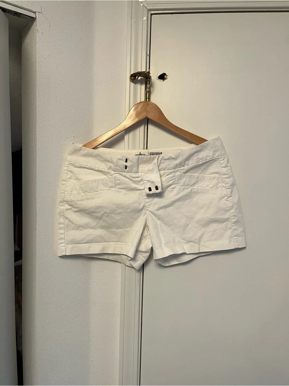 Converse Women's White High-Waist Cotton Shorts
